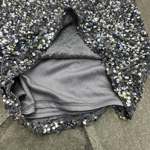 Forever 21 Sequin Bodycon Mini Dress Women’s Small Silver Sparkle Party Cocktail - Picture 4 of 11